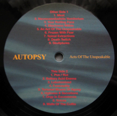 Autopsy – Acts Of The Unspeakable (LP, Album, RE, Ltd, RM, Num, Yel, Gat)
