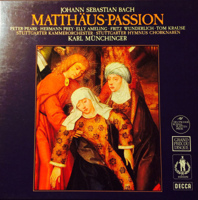 J.S. Bach - Peter Pears · Hermann Prey · Elly Ameling · Fritz Wunderlich · Tom Krause · Marga Höffgen · Stuttgarter Kammerorchester · Stuttgarter Hymnus Chorknaben · Karl Münchinger – Matthäus-Passion (4xLP, Box)